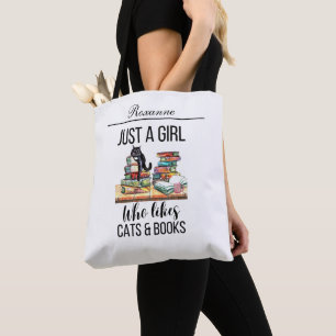 Just A Girl Who Likes Cats And Books Tote Bag