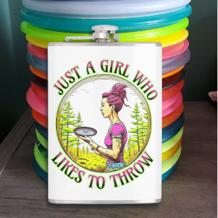 Just a Girl Who Likes to Throw   Disc Golf  Hip Flask