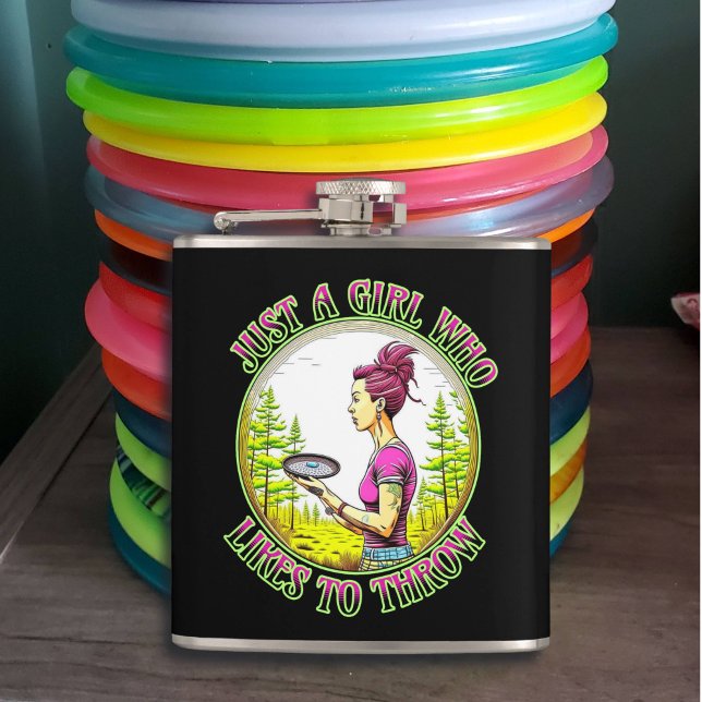 Just a Girl Who Likes to Throw | Disc Golf  Hip Flask (Creator Uploaded)