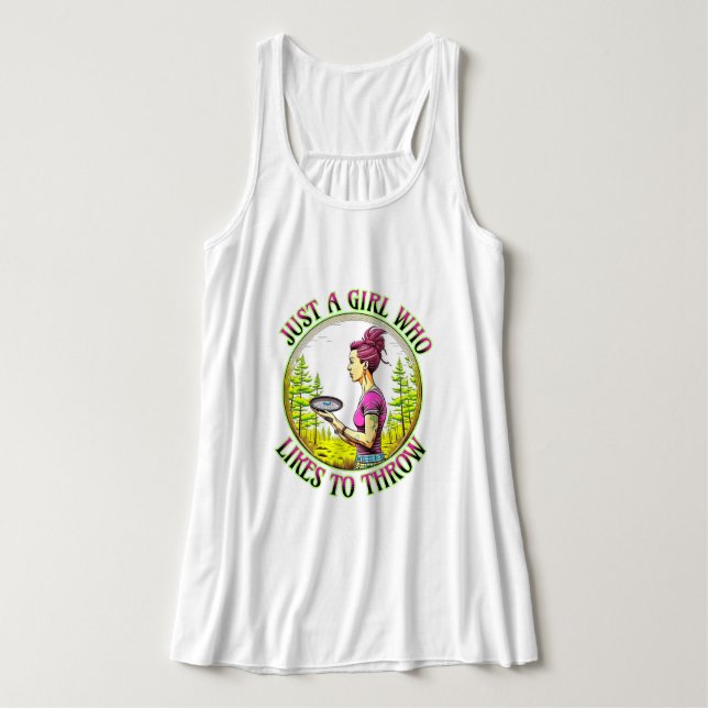 Just a Girl Who Likes to Throw | Disc Golf  Singlet (Design Front)