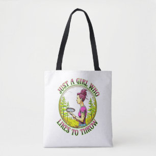 Just a Girl Who Likes to Throw   Disc Golf  Tote Bag