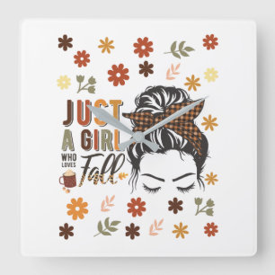 Just A Girl Who Love A Fall Square Wall Clock
