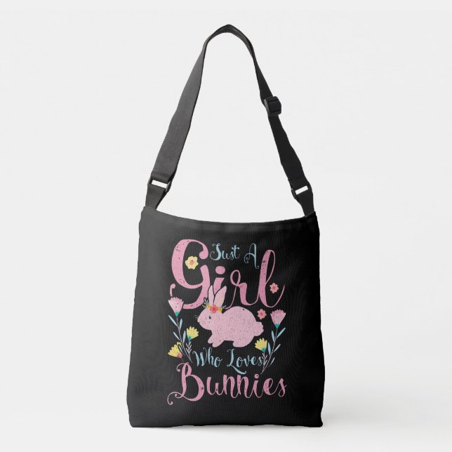 Just A Girl Who Love Bunnies | Bunny Flower Crossbody Bag (Front)