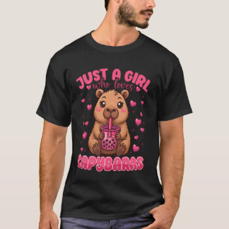 Just A Girl Who Love Capybaras Drink Boba Tea Girl T-Shirt