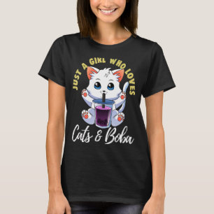 Just A Girl Who Love Cats & Boba Women Boba Tea T-Shirt