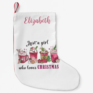 Just a Girl Who Love Christmas Coffee Fun Trendy Small Christmas Stocking