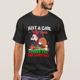 Just A Girl Who Love Ferrets & Christmas Cows Sant T-Shirt
