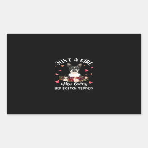 Just A Girl Who Love Her Boston Terrier Dog Lover Rectangular Sticker