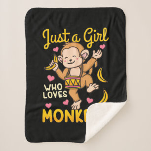 Just A Girl Who Love Monkeys Sherpa Blanket