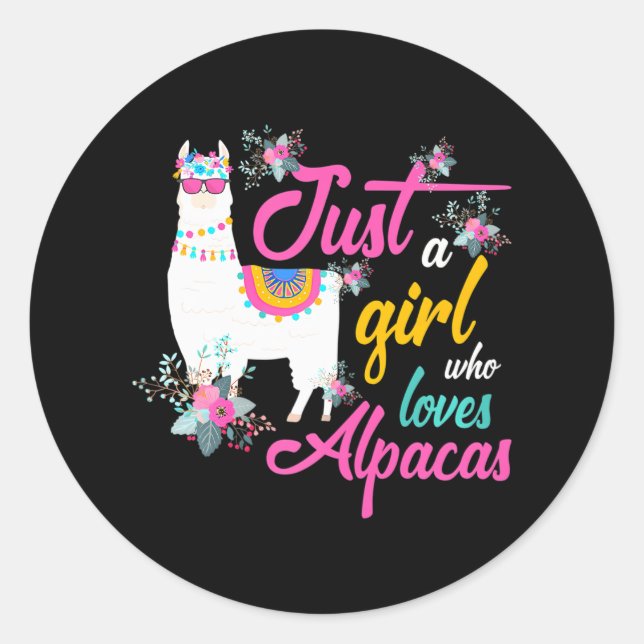 Just A Girl Who Loves Alpacas Llama Lovers Classic Round Sticker (Front)