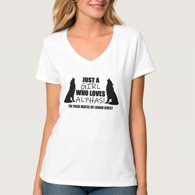 Just a Girl Who Loves Alphas Lunar Crest T-Shirt (Front)