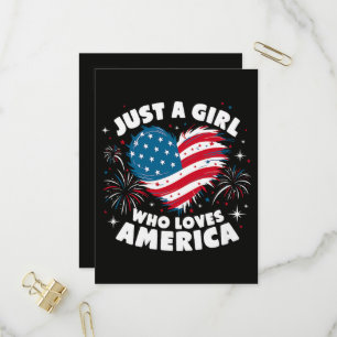 Just a Girl Who Loves America Patriotic 4th of Jul Invitation Postcard