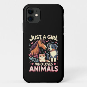 Just A Girl Who Loves Animals Cute Animal Lover Case-Mate iPhone Case