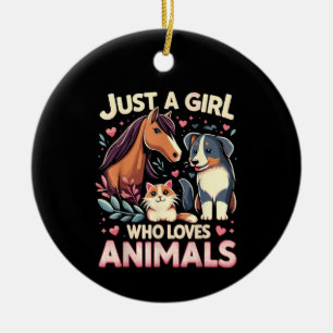 Just A Girl Who Loves Animals Cute Animal Lover Ceramic Tree Decoration
