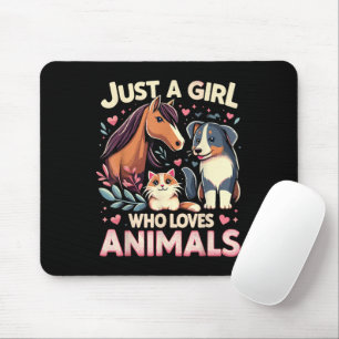 Just A Girl Who Loves Animals Cute Animal Lover Mouse Pad