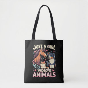 Just A Girl Who Loves Animals Cute Animal Lover Tote Bag