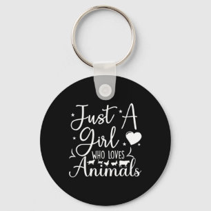Just A Girl Who Loves Animals Dog Cat Cow Chicken Key Ring