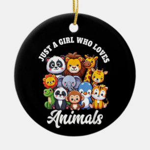 Just A Girl Who Loves Animals Wild Cute Zoo Animal Ceramic Tree Decoration