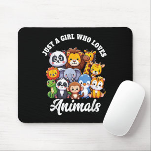 Just A Girl Who Loves Animals Wild Cute Zoo Animal Mouse Pad