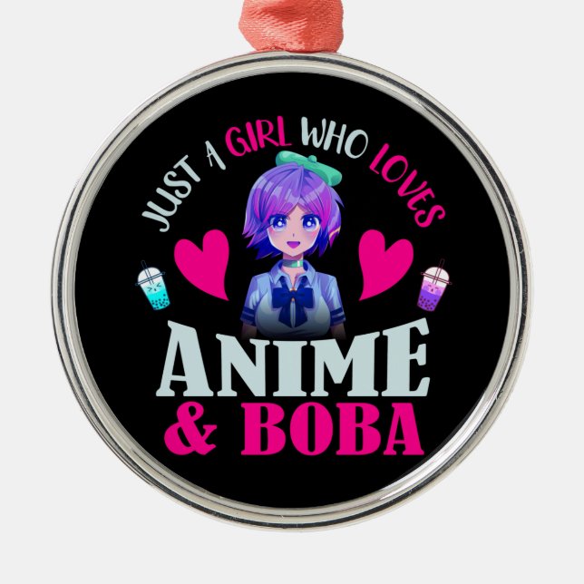 Just A Girl Who Loves Anime and Boba    Metal Tree Decoration (Front)
