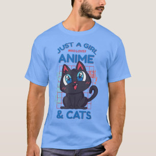 Just A Girl Who Loves Anime and Cats Japanese Wome T-Shirt