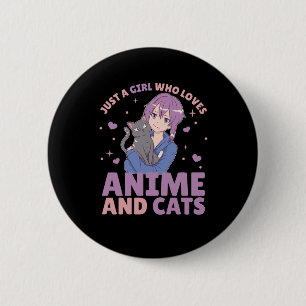 Just A Girl Who Loves Anime And Cats Manga Heart 6 Cm Round Badge
