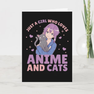 Just A Girl Who Loves Anime And Cats Manga Heart Card