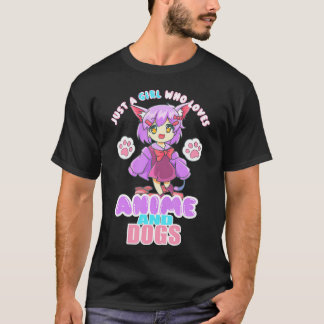 Just A Girl Who Loves Anime And Dogs Manga Girls W T-Shirt