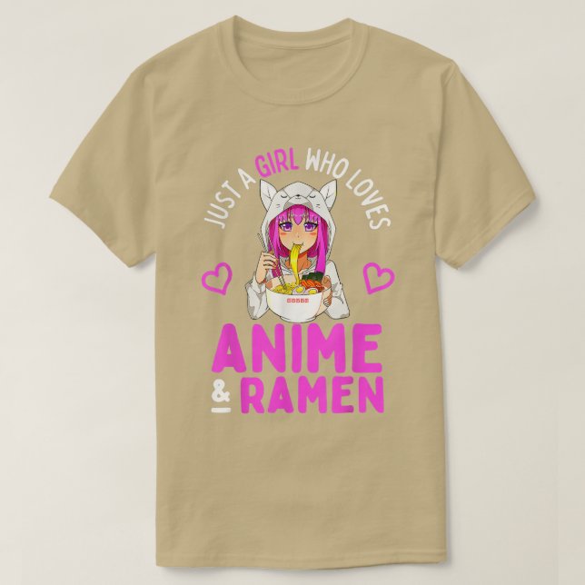 Just a Girl Who Loves Anime and Ramen Bowl Japanes T-Shirt (Design Front)