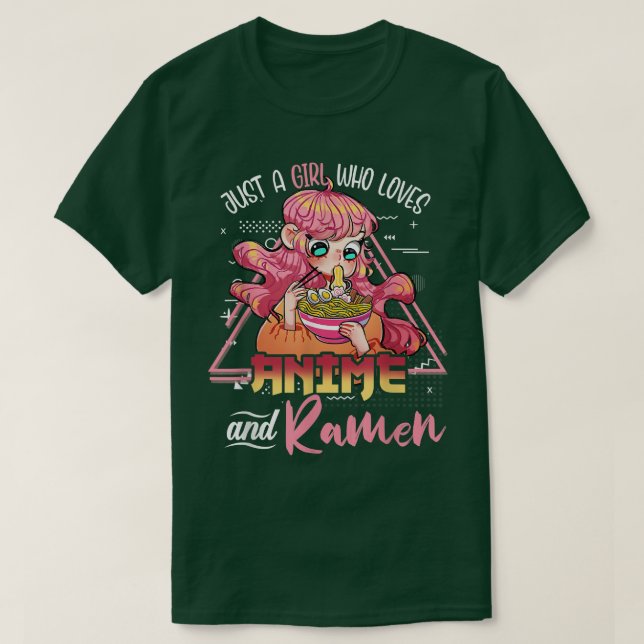Just A Girl Who Loves Anime And Ramen Bowl Japanes T-Shirt (Design Front)