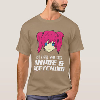 Just a Girl Who Loves Anime And Sketching Funny vi T-Shirt
