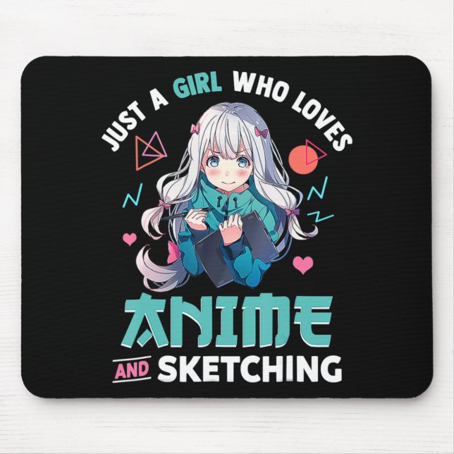 Just A Girl Who Loves Anime And Sketching Japan Ma Mouse Pad (Front)