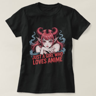 Just A Girl Who Loves Anime Demon Girl T-Shirt, Ma T-Shirt