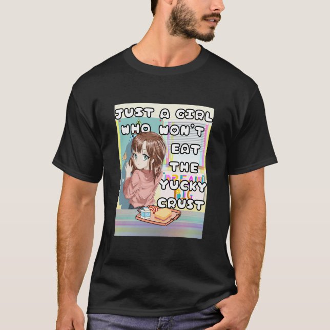 Just A Girl Who Loves Anime Funny Parody Ironic T-Shirt (Front)
