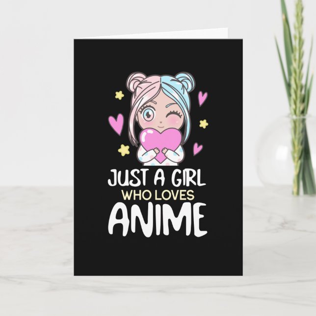 Just A Girl Who Loves Anime Manga Drawing Heart Card (Front)