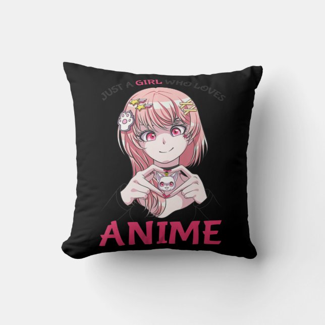 Just A Girl Who Loves Anime Merch Stuff Teenage Gi Cushion (Front)