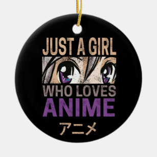 Just a Girl Who Loves Anime vintage Manga Ceramic Tree Decoration