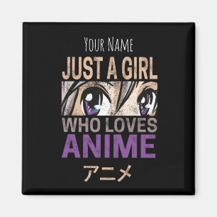 Just a Girl Who Loves Anime Vintage Manga Kawaii Magnet