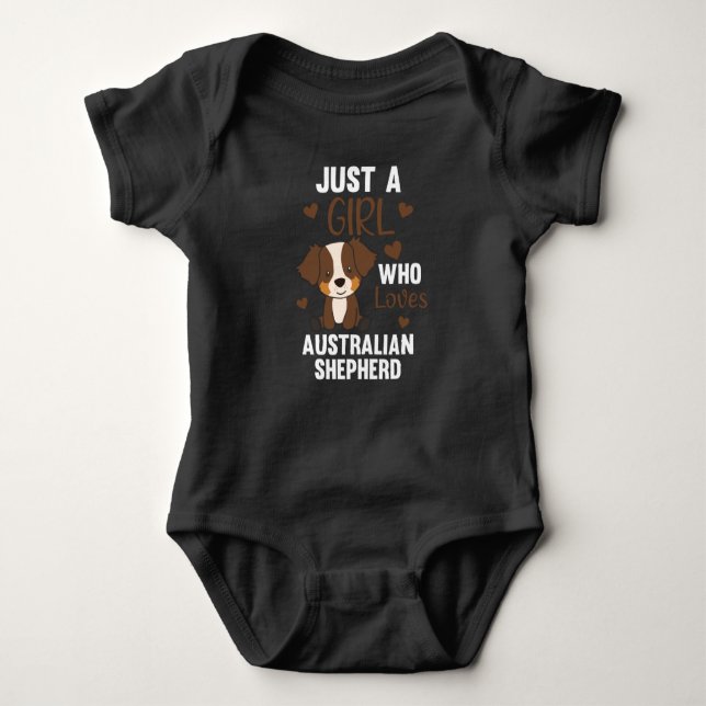 Just A Girl Who Loves Australian Shepherd Dog Baby Bodysuit (Front)
