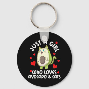 Just A Girl Who Loves Avocado And Cats Key Ring