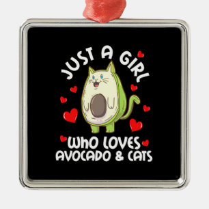 Just A Girl Who Loves Avocado And Cats Metal Tree Decoration