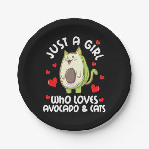 Just A Girl Who Loves Avocado And Cats Paper Plate