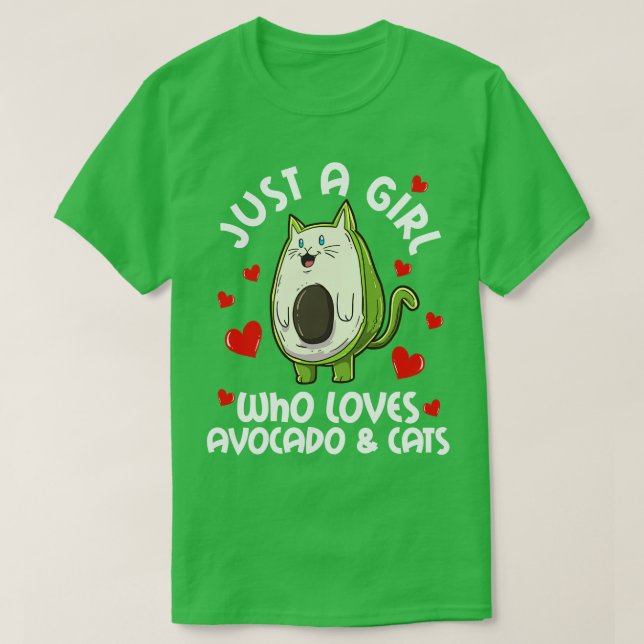 Just A Girl Who Loves Avocado Cats Kawaii T-Shirt (Design Front)
