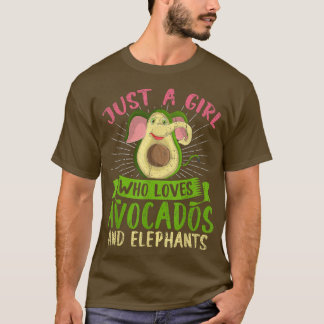 Just A Girl Who Loves Avocados And Elephants Anima T-Shirt