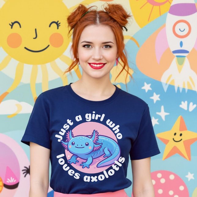  Just A Girl Who Loves Axolotls Blue Kawaii Cute T-Shirt (Just A Girl Who Loves Axolotls Blue Kawaii Cute T-Shirt.)