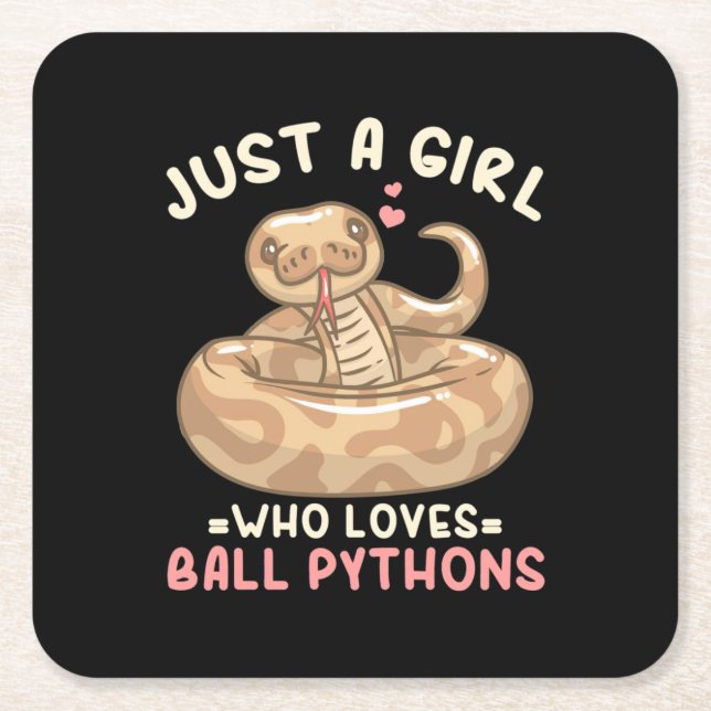 Just A Girl Who Loves Ball Python Square Paper Coaster (Front)