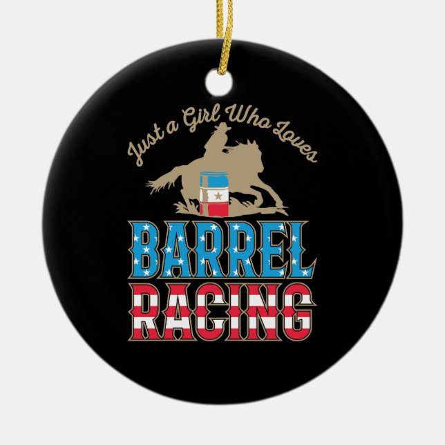Just a Girl Who Loves Barrel Racing Ceramic Tree Decoration (Front)