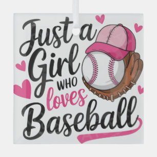 Just a Girl Who Loves Baseball Glass Tree Decoration