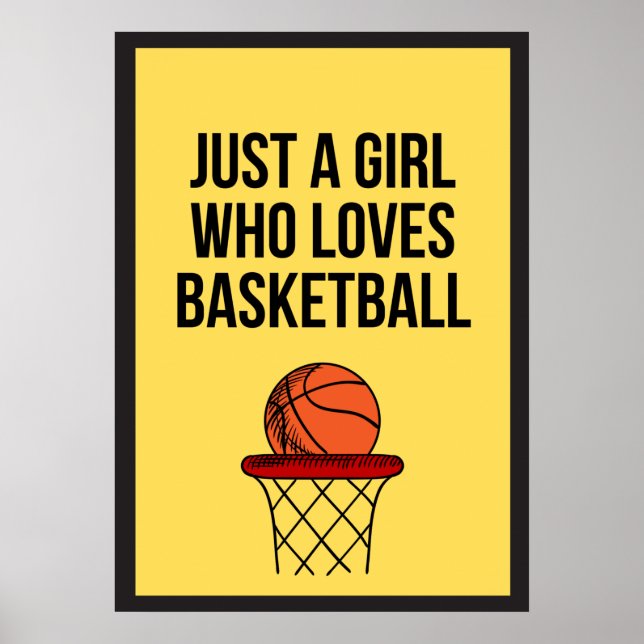 Just A Girl Who Loves Basketball Dark Yellow Sport Poster (Front)