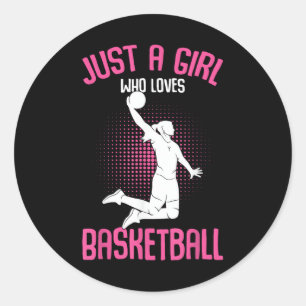 Just a Girl who Loves Basketball Kids Girls Classic Round Sticker